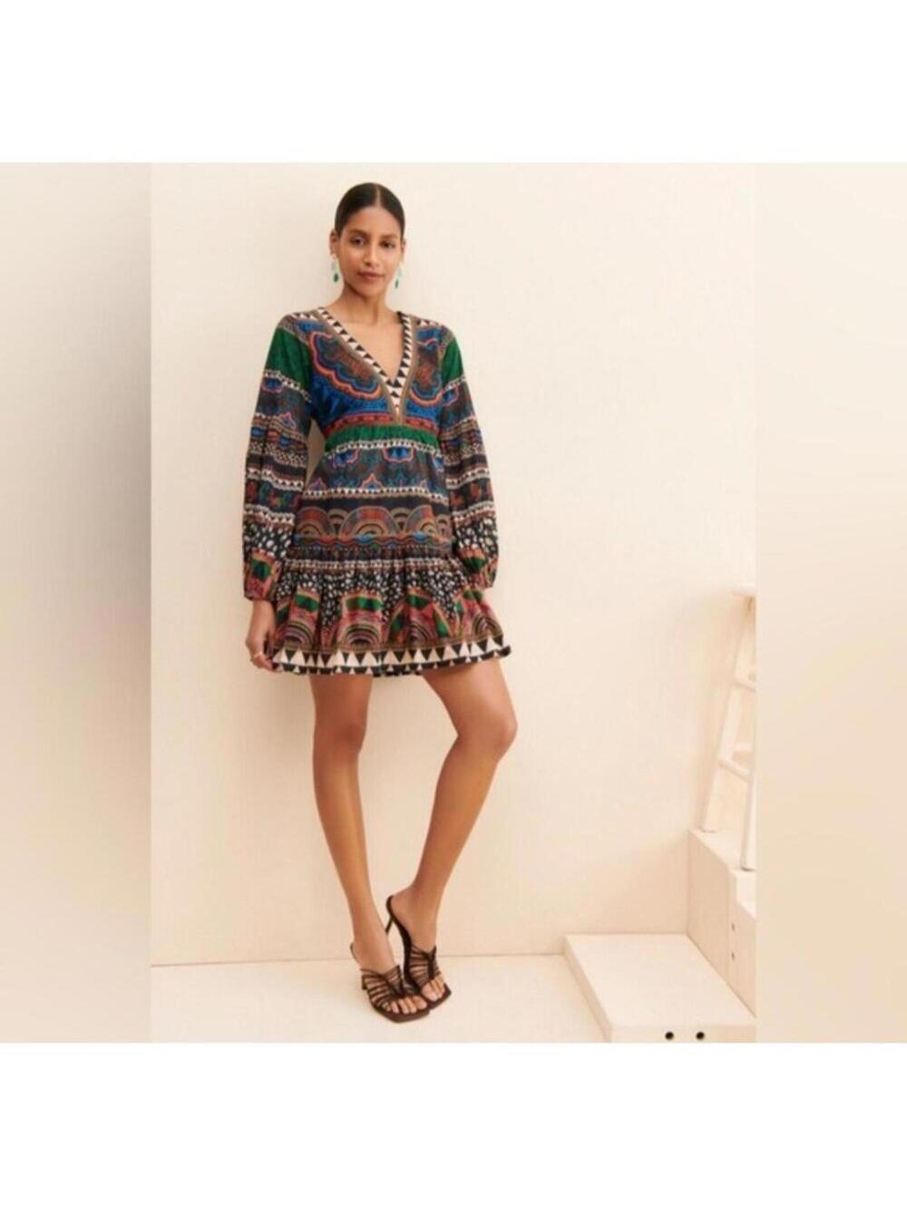 FARM RIO Anthropologie Abstract Printed Tunic Mini Dress